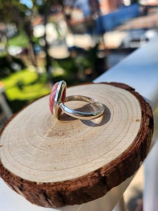 Anillo adaptable de Plata con piedra Rodocrosita