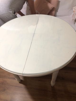 Mesa redonda de comedor extensible con cristal