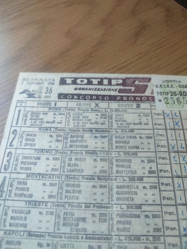 Schedina Totip 36 - 26-ROM 25656