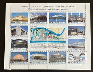 Hoja 12 Sellos Exposición Universal Sevilla 1992