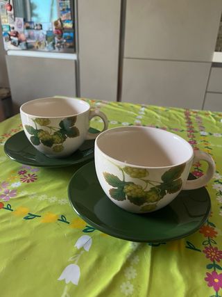 Coppia Tazzoni con Piattini in Ceramica