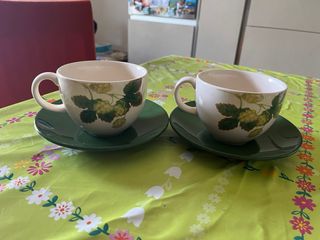 Coppia Tazzoni con Piattini in Ceramica