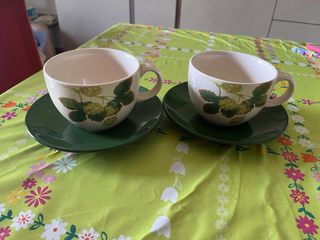Coppia Tazzoni con Piattini in Ceramica