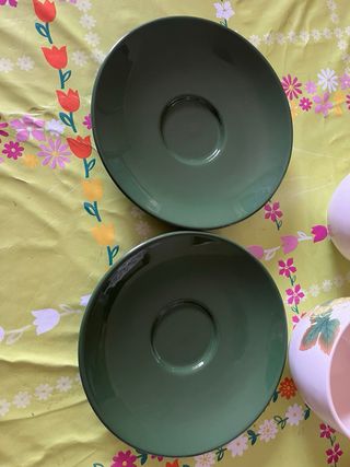 Coppia Tazzoni con Piattini in Ceramica