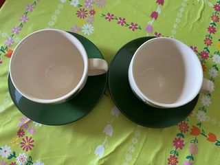 Coppia Tazzoni con Piattini in Ceramica