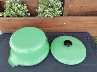 Pentola Smaltata Verde Tonda Vintage