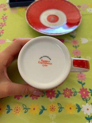 Set tazza e piattino rosso 