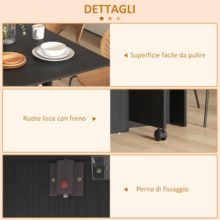Tavolo Pieghevole con Ruote, Tavolo da Pranzo di D