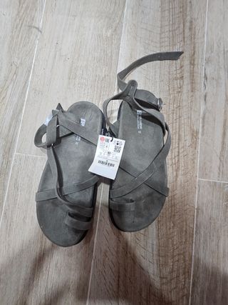 Sandalias PIEL Gris Talla 38