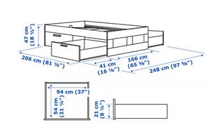 Cama Ikea Brimnes 160x200 con Cajones + colchón 