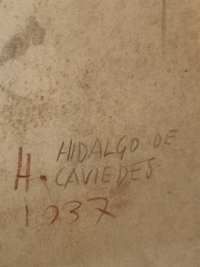 Dibujo de figura masculina sentada firmado