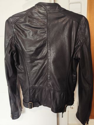 Cazadora Piel Negra Massimo Dutti