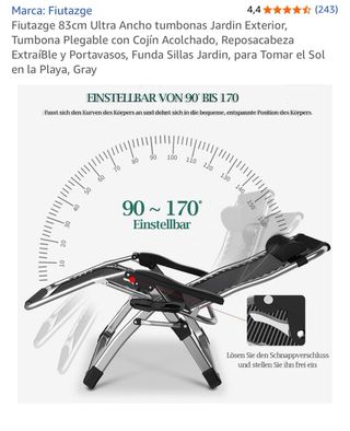 Tumbona Fiutazge Plegable Jardín Exterior Gris