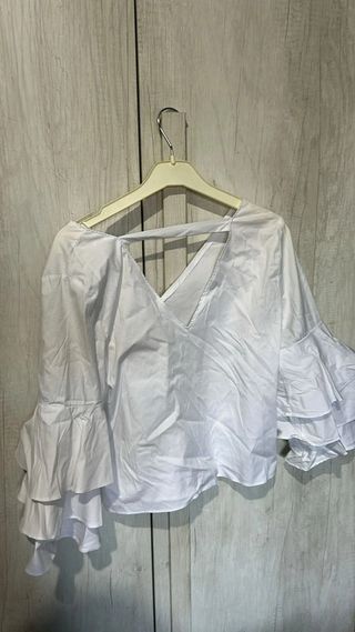 Camicia Zara Bianca Manica Svasata Taglia S #123
