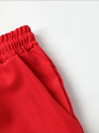 Conjunto Camisa Rayas y Shorts Rojo