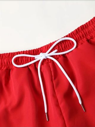 Conjunto Camisa Rayas y Shorts Rojo