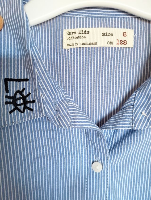 Camisa Zara Kids Talla 8/9 Rayas Azules