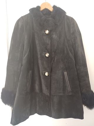 Chaquetón de Piel azul marino para Mujer