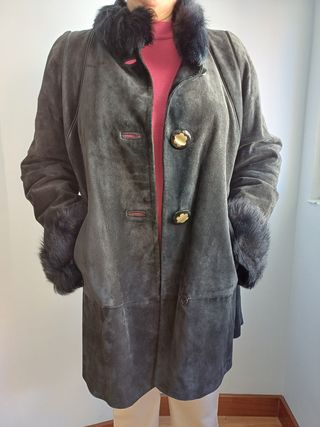 Chaquetón de Piel azul marino para Mujer