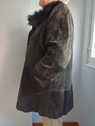 Chaquetón de Piel azul marino para Mujer
