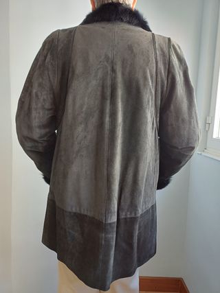 Chaquetón de Piel azul marino para Mujer
