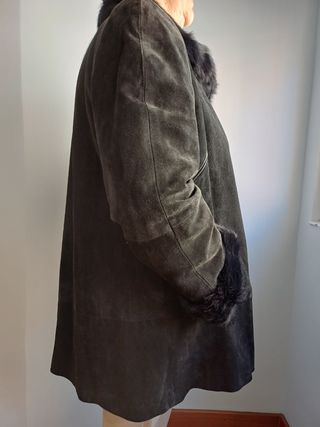 Chaquetón de Piel azul marino para Mujer