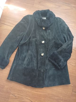 Chaquetón de Piel azul marino para Mujer