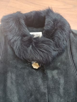 Chaquetón de Piel azul marino para Mujer