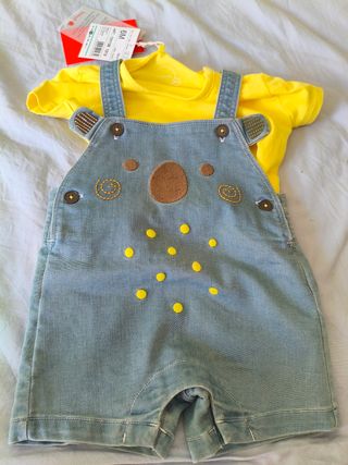 Peto vaquero y camiseta bebé Boboli 6M