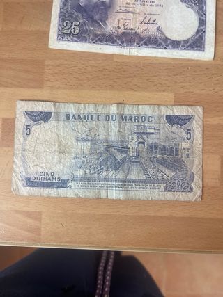 Billete antiguo 5 Dirhams Banque du Maroc