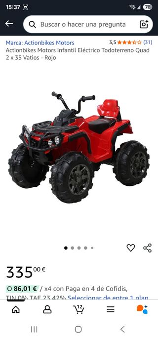 Quad eléctrico infantil rojo