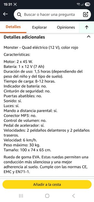 Quad eléctrico infantil rojo