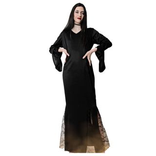 Disfraz Morticia Addams Vestido Negro Talla M
