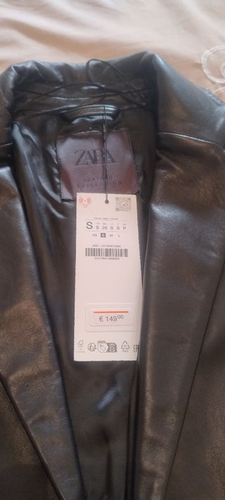 Chaqueta de cuero Zara negra nueva