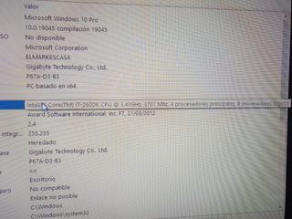 Torre Gigabyte intel i7-2600K 3.4Gh. 8GB