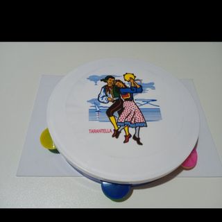 Tamburello bianco con stampa tarantella