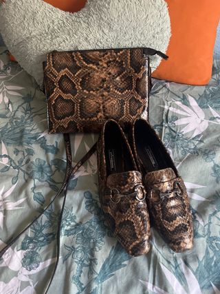 Bolso y zapatos a juego imitación piel