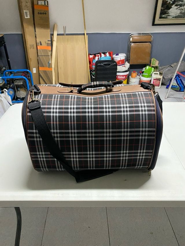 Transportín para mascotas a cuadros