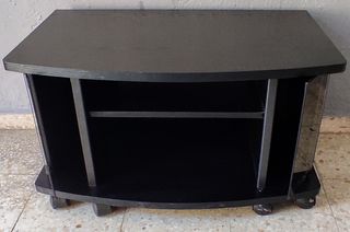 Mesa negra auxiliar con ruedas