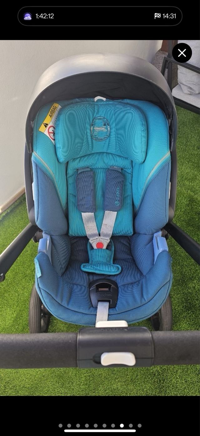 Carrito Balios S Lux Negro y Azul + portabebés