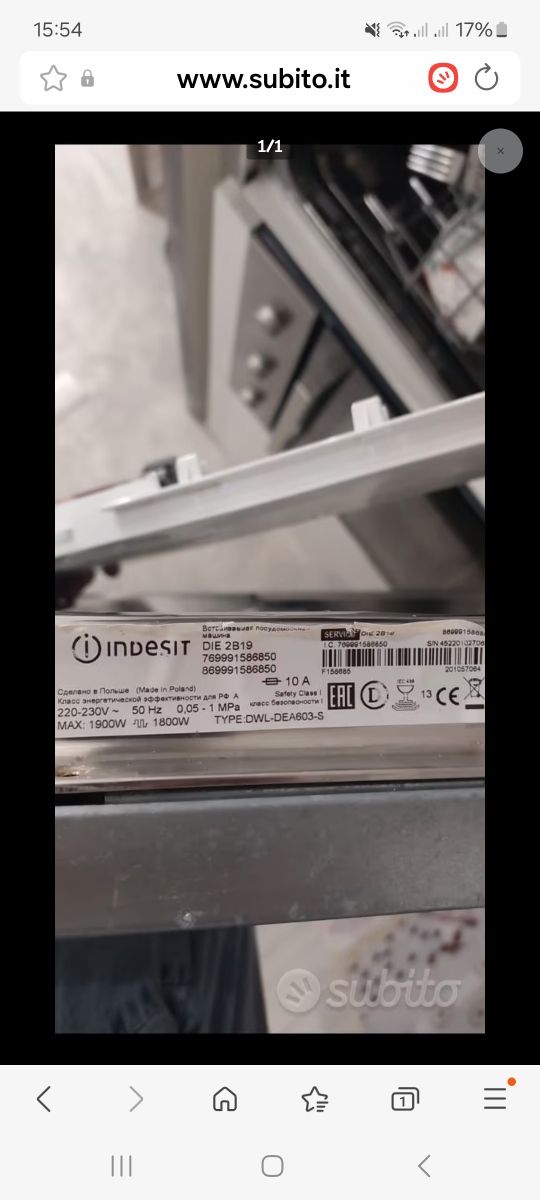 Indesit DWL-DEA603-S Lavastoviglie da Incasso