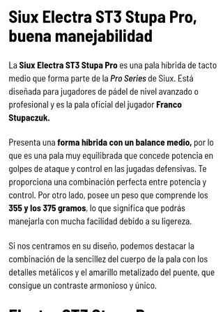 Pala de pádel Siux Electra Pro ST3