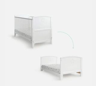 Cuna bebé evolutiva 140x70 cm + colchón + sábanas 