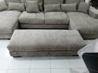 Sofá Cama Gris + Puff
