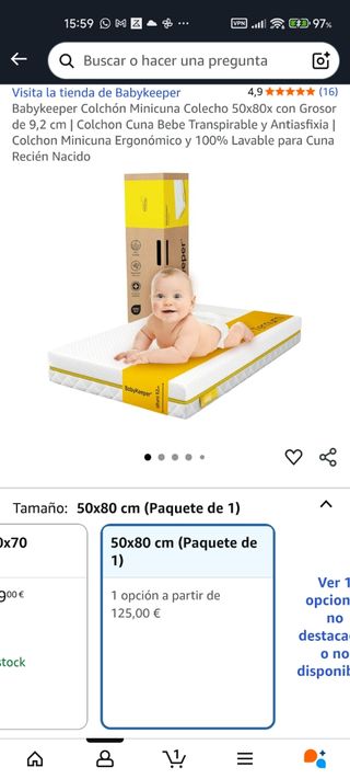 Colchón Minicuna Babykeeper 50x80cm
