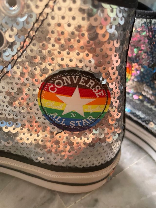 Converse Lentejuelas Arcoíris y Plata