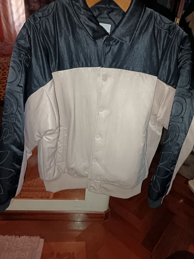 Cazadora Bomber Adidas Talla 44 Beige/Negra