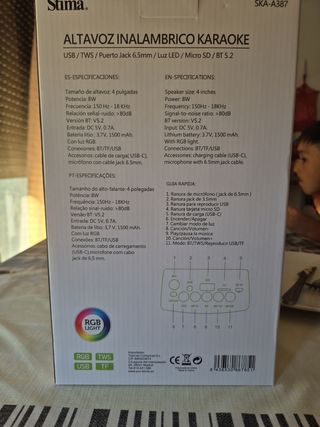 Altavoz Karaoke Stima con Micrófono RGB