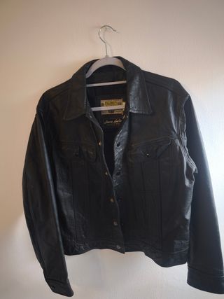 Cazadora Piel Vintage Negra
