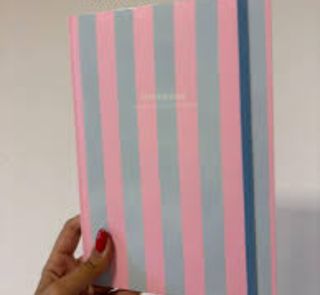 Quaderno a righe rosa e grigio